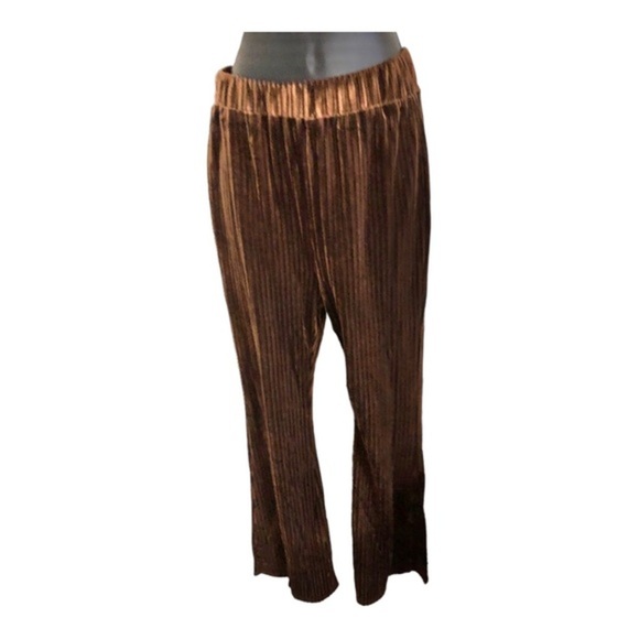 Brown corduroy velvet look flare‎ leg pants size large new - Picture 1 of 9